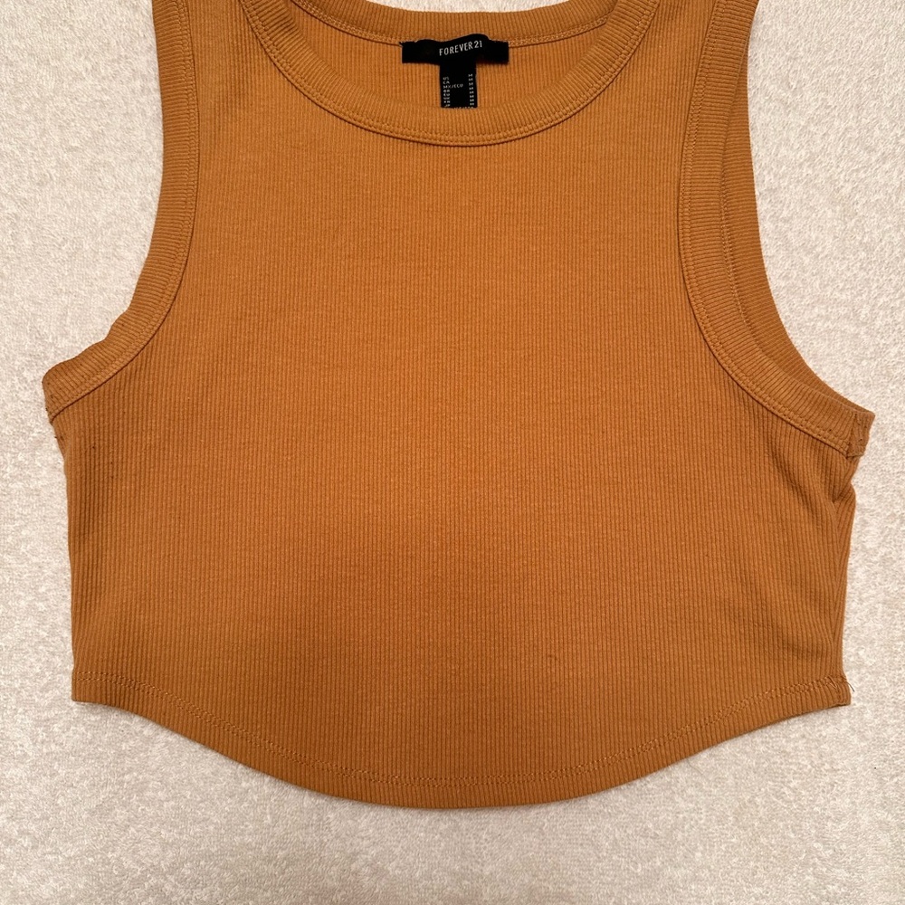 Forever 21 Tan Fitted Crop Tank Top